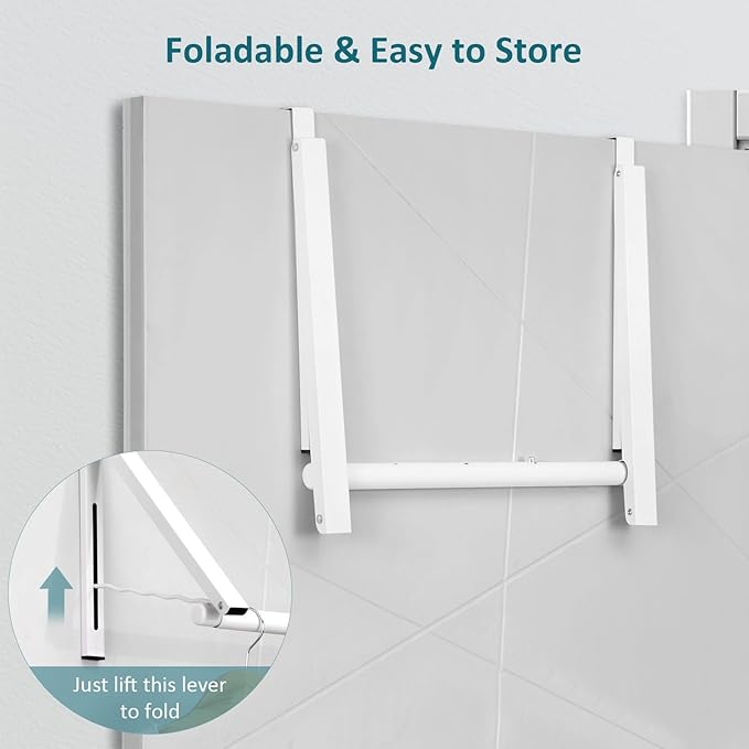 Foldable Over The Door Clothes Hanger, Space Saving Small Clothes Rack Door Hangers for Clothing, 2Pack, White