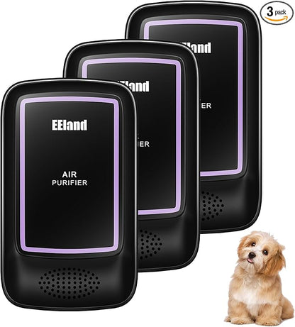 Air Ionizers for Home (3 Pack), Air Purifier Plug In, Portable Negative Ion Generator, Cat Litter Deodorizer, Ozone Free Quiet Air Freshener for Pet Odor, Bedroom & Office