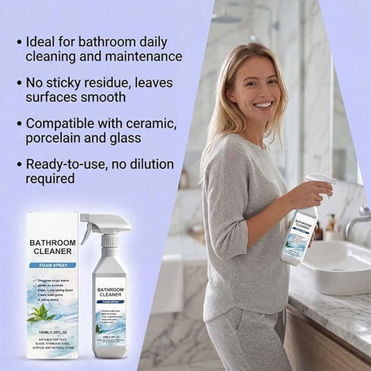 Scale Remover Bathroom Cleaner Foam Spray, 100ml Heavy Duty Shower Cleaner for Stubborn Stains, Soap Scum, Hard Water - Ideal for Tiles, Glass, Stainless Steel, Sinks
