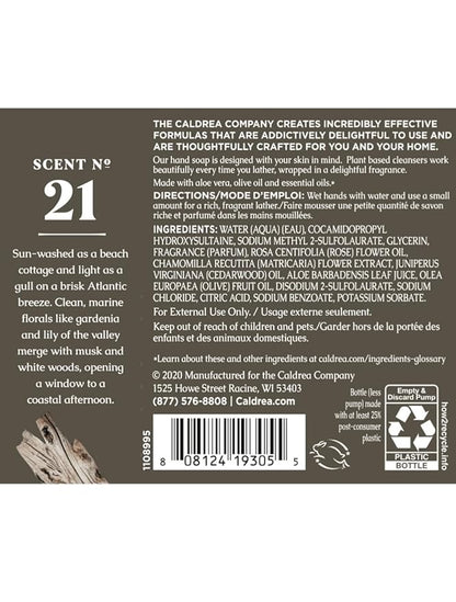 Caldrea Hand Wash Soap, Rosewater Driftwood Scent, 10.8 Oz