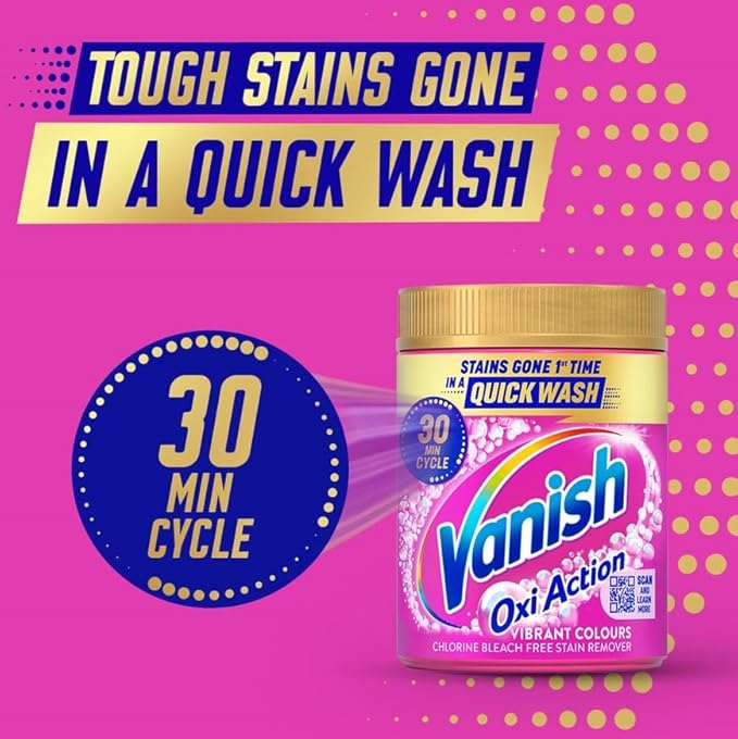 Vanish Stain Remover, Gold Oxi Action Powder, 1.5kg, Removes Stains Laundry Detergent Leave Behind, Protects Fabric Colours and Removes Odours, Bleach Free