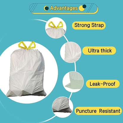 Strong Tall Kitchen Drawstring Trash Bags,big tall garbage can liners, 13 Gallon, Unscented, 50 Count