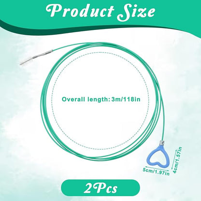 2 Pack 118 Inch Drain Hair Drain Clog Remover, Extra Long Flexible Sink Snake Drain Hair Removal Tool, Anti-Break Metal with Nylon Coating Plumbing Snake for Shower, Kitchen, Bathroom, Toilet