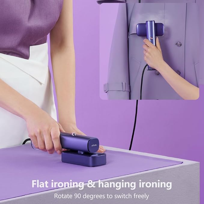 G5 Steam 2-in-1 Professional Handheld Steamer for Clothes,Iron for Clothes, Just 1lbs Lightly, 10 Minutes of Continuous Steam 1200W Light Steam Iron for Travel and Home (Purple)