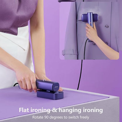 G5 Steam 2-in-1 Professional Handheld Steamer for Clothes,Iron for Clothes, Just 1lbs Lightly, 10 Minutes of Continuous Steam 1200W Light Steam Iron for Travel and Home (Purple)
