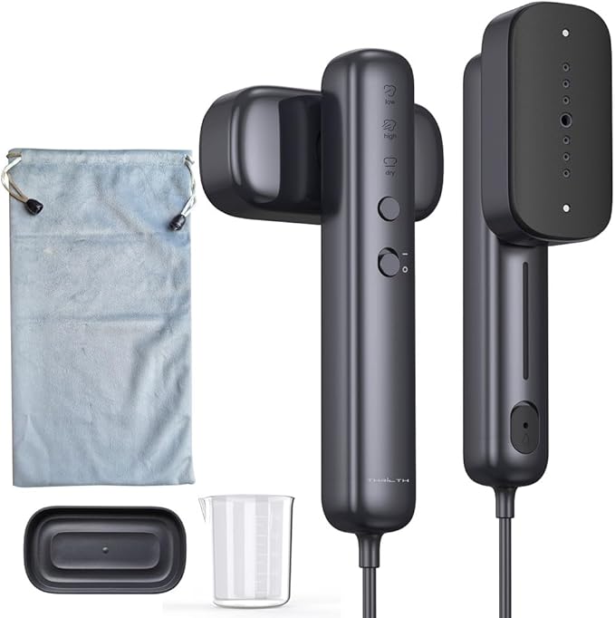 Portable Clothes Steamer Handheld for Travel, 110-230V Dual Voltage, 2in1 Mini Steamer & Iron for Clothes, 30s Fast Heat Up, Compact for Home, Office & Travel