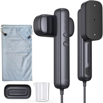 Portable Clothes Steamer Handheld for Travel, 110-230V Dual Voltage, 2in1 Mini Steamer & Iron for Clothes, 30s Fast Heat Up, Compact for Home, Office & Travel