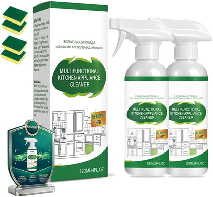 Multifunctional Kitchen Appliance Cleaner Spray Degreaser For Stove Oven Microwave Stainless Steel Pan Liquid Scrubber Remove Grease Oil Stain Residue Surface Brightening Polish 120ml(2PCS)