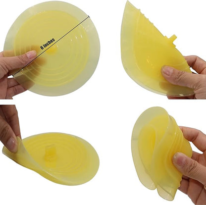 V-TOP Bathtub Drain Plug 2 Pack, 6 inches Large Silicone Tub Stopper Hair Stopper Flat Suction Cover for Kitchen Bathroom and Laundry (Yellow Transparent)