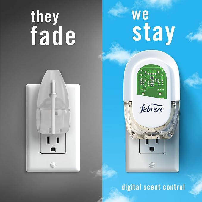 Febreze Plug with Fade Defy Technology Air Freshener - New Limited Edition - (3) of 0.87 fl oz Refills (Linen & Sky)