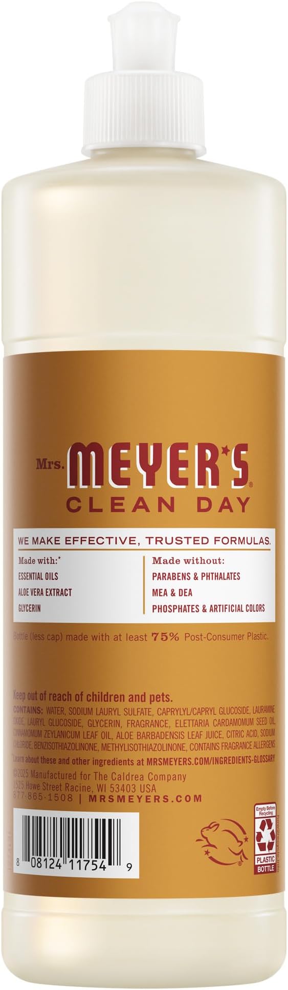 MRS. MEYER'S CLEAN DAY Liquid Dish Soap, Apple Cider Scent, 16 Fl Oz Bottle - 3 Pack