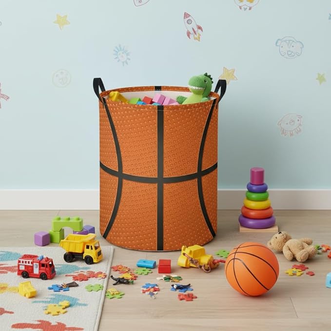 Baby Laundry Hamper kids laundry Basket Waterproof Laundry Bag for Bedroom Toy Clothes Organizer Room Décor(Basketball)