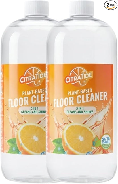 Floor Cleaner – Heavy Duty Plant-Based Cleaning & Conditioning Citrus Formula for Tile, Wood, Laminate & Vinyl – Non-Toxic, Streak-Free, Safe for Kids & Pets (2 Pack)