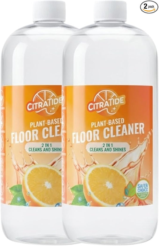 Floor Cleaner – Heavy Duty Plant-Based Cleaning & Conditioning Citrus Formula for Tile, Wood, Laminate & Vinyl – Non-Toxic, Streak-Free, Safe for Kids & Pets (2 Pack)