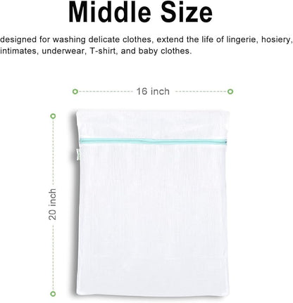 OTraki Mesh Washing Bags for Laundry 16x20 Inch Medium Mesh Bag Laundry Washer Delicates Lingerie Wash Machine Net Zipper Bag Heavy Duty Home Dorm Hotel Don't Drying, Melting 140-176℉, White