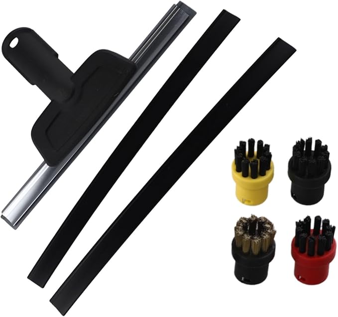 Accessories Kit for Karcher Steam Cleaner SC1 SC2 SC3 SC4 SC5 with Steam Squeegee Glass Scraper for Round Cleaning Brushes for Windows Mirrors Tiles Upholstery Carpet