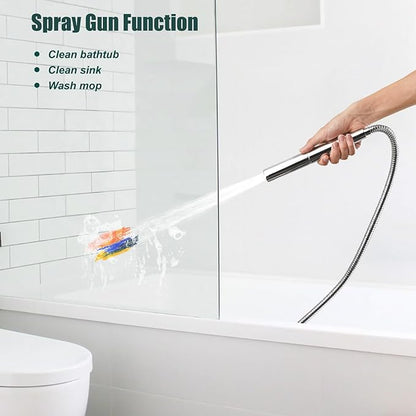 Heyalan Brass 2 in1 Function Handheld Spray Hand Shower High Pressure Handheld Sprinklert Shower Wand with Shower Hose and ABS Hand Shower Holder, Polished Chrome