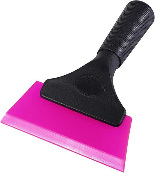 FOSHIO Small Squeegee with 5 Inch Pink Rubber Blade Mini Wiper Window Tinting Tools for Mirror Glass Window Cleaner with Non-Slip Handle