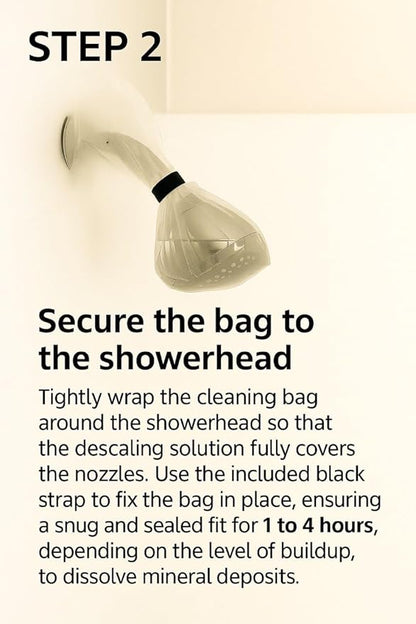 Shower Head Descaling Kit – Cleaner for Shower Heads Only – Removes Limescale, Calcium & Hard Water Deposits – Eco-Friendly Vinegar & Citric Acid Formula with Tools – Made in USA