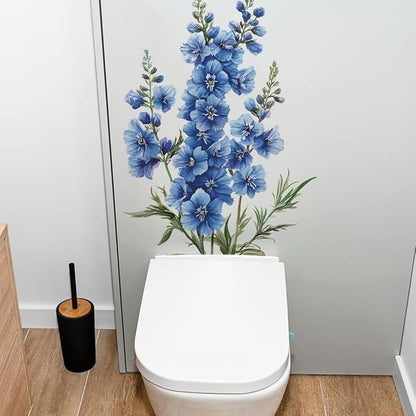 3D Wall Stickers DIY Flower Wall Decal Removable Waterproof Wall Art Decor for Bedroom Living Room Offices Home Decoration (Blue Delphinium)