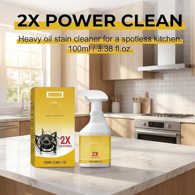 Kitchen Heavy Oil Cleaner Spray, 2026 New All Purpose Kitchens Heavy Oil Cleaning Agent Grease Remover Kitchen Degreasing Cleaning Spray for Stove, Oven, Dishwasher, Appliances (Yellow 2Pcs)