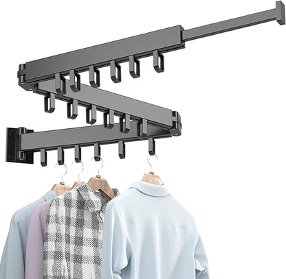 HYGRAD BUILT TO SURVIVE Clothes Drying Rack Wall Mounted Clothes Drying Airer Rack, Retractable Fold Away Laundry Drying Rack Outdoor & Indoor Neat Formal Drying Rack (Three Rod - 114cm Long)