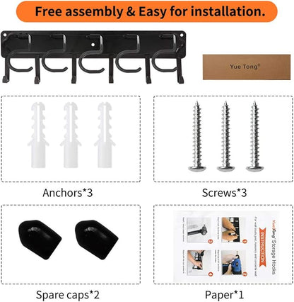 YueTong All Metal Garden Tool Organizer,Adjustable Garage Wall Organizers and Storage,Heavy Duty Wall Mount Holder with Hooks for Broom,Rake,Mop,Shovel.(1 Pack¡ê)