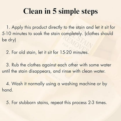 Oil Stain Remover for Clothes (8.72oz) - Fabric Stain Remover For Cooking, Engine, Dried Oil And Grease Stains - Safe for All Fabric Types