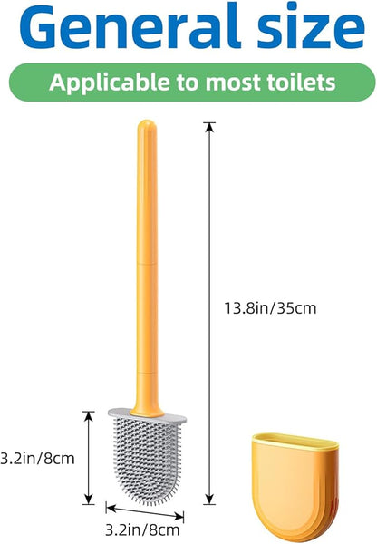 RV Toilet Bowl Brush, Toilet Brush Silicone Won't Damage Toilets, Wall Mounted Toilet Brush-Anti-Roll, Anti-Drip Design, Suitable for RV Travel Trailers and Campers (Orange and Gray)