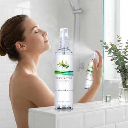 Eucalyptus Shower Spray Essential Oil, 100% Pure Aromatherapy Shower Mist for Sinus Relief, Steam Room Spa, Nasal Congestion, 8oz for Home Spa Day (Eucalyptus, 8oz)