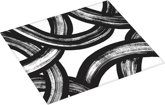 Black and White Abstract Curved Dish Drying Mats, Absorbent Microfiber Modern Drying Pad for Kitchen Counter, Washable Reversible Foldable, 16 x 18 Inch for Dishes, Sink, Utensils, Home Decor, Black