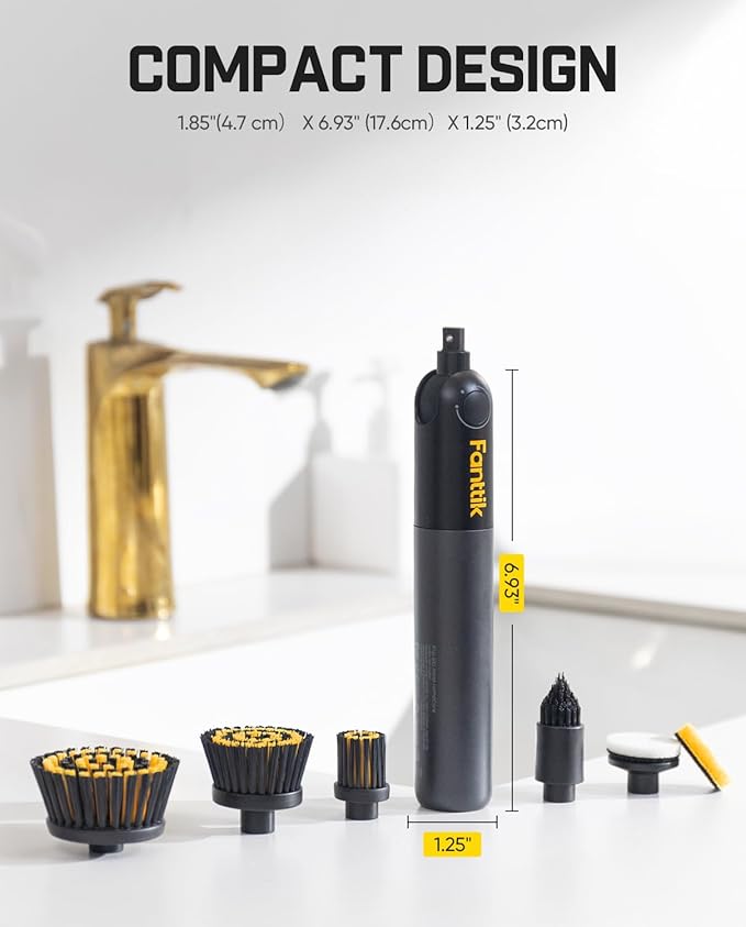 Fanttik Flip G10 Nano HomeCare Cordless Electric Spin Scrubber, 360° High-Torque Rotation, 2-Speed & 3-Angle, IPX7 Waterproof Cleaning Brush with 7 Brush Heads for Grout, Tiles, Sinks, Crevices