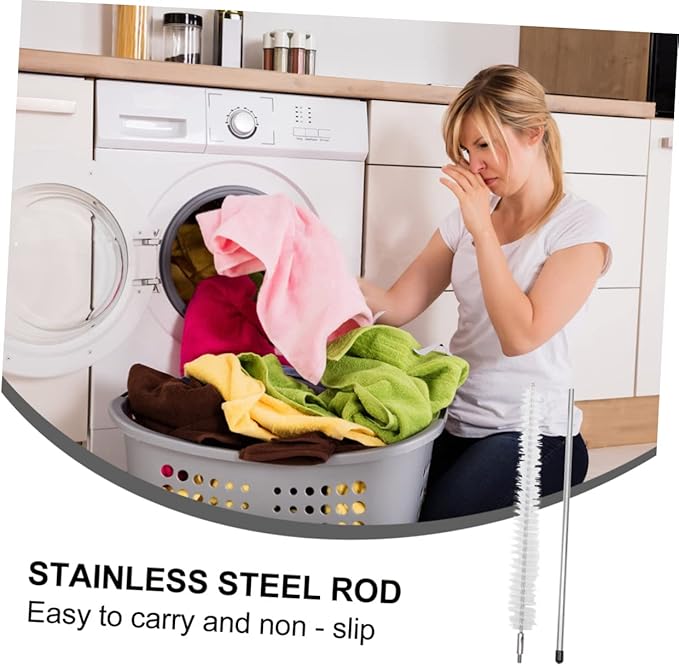 1pc Long Handle Washing Machine Cleaning Brush Dryer Vent Cleaner Lint Brush for Dryer Vent Home Cleaning Tool Stainless Steel Rod