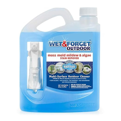 Wet & Forget Outdoor Moss, Mold, Mildew, & Algae Stain Remover Multi-Surface Cleaner, Ready to Use, 64 Ounce