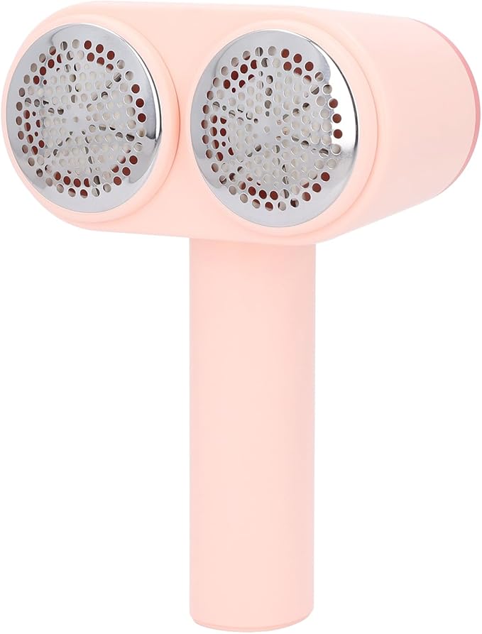 Electric Fabric Shaver Electric Lint Remover Fabric Shaver Dual Heads 4 Speeds 12 Blades Rechargeable Large Fuzz Remover for Clothes Couch Furniture Black (Pink)