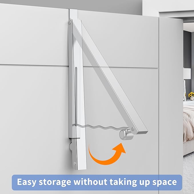 Hleelomi Clothes Drying Rack for Laundry Room Organization,Foldable Over The Door Drying Racks for Saving Space Silver 1 Pack