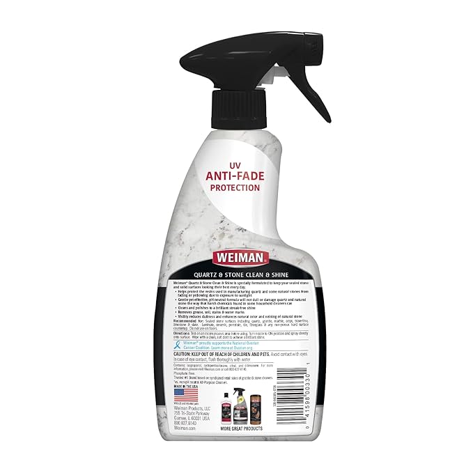 Weiman Quartz Countertop Cleaner and Polish - Clean & Shine Your Quartz Countertops Islands and Stone Surfaces with UV Protection