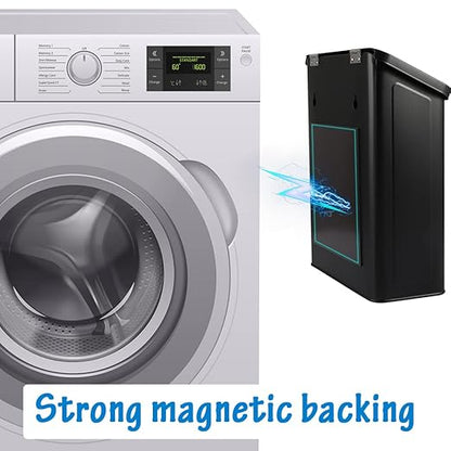 Picowe Magnetic Laundry Storage, Large Metal Lint Holder Bin with Lid for Laundry Room, Space-Saving Trash Container Hanging on Dryer, Washer or Wall Mount Trash Bin (Black)