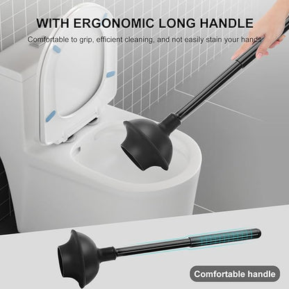 SetSail Toilet Brush and Plunger Set, 3 Pack Toilet Plungers for Bathroom with Holder Heavy Duty Toilet Bowl Brush and Holder Hidden for Deeply Cleaning - Black