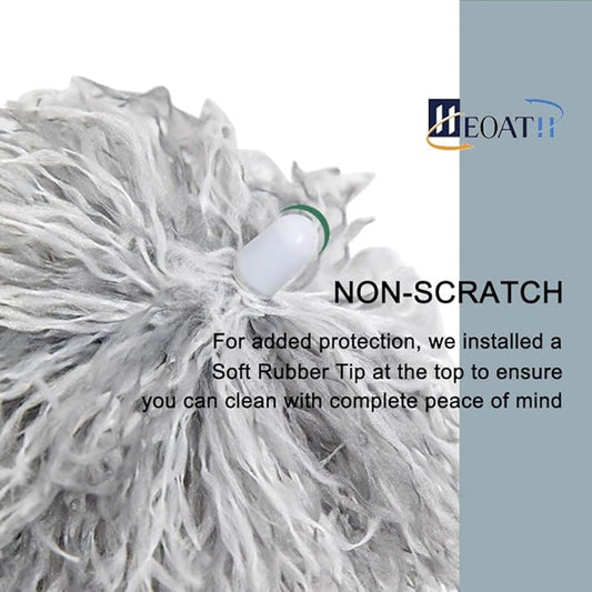 Microfiber Feather Duster with Extendable Pole, 30-100 inches Extra Long Cobweb Duster for Cleaning, Bendable Head, Non-Scratch, Washable Duster for Ceiling, Fan, Furniture Gray
