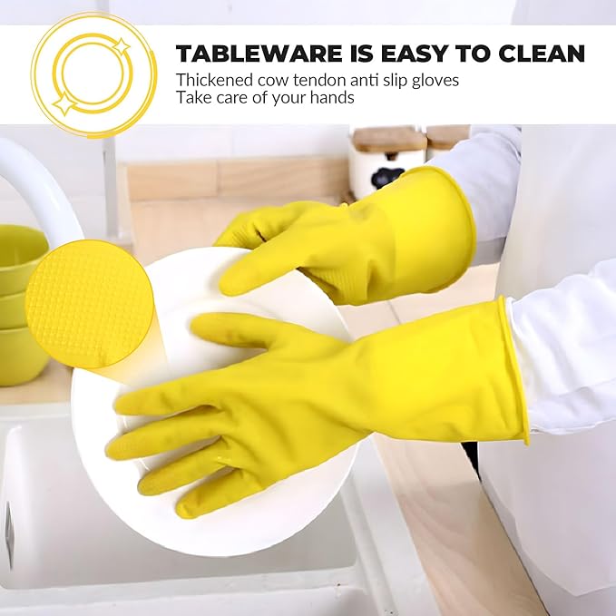 1 pair Reusable Household Gloves, Rubber Dishwashing gloves,Kitchen Cleaning, Working, Painting, Gardening, Pet Care