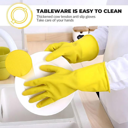 1 pair Reusable Household Gloves, Rubber Dishwashing gloves,Kitchen Cleaning, Working, Painting, Gardening, Pet Care