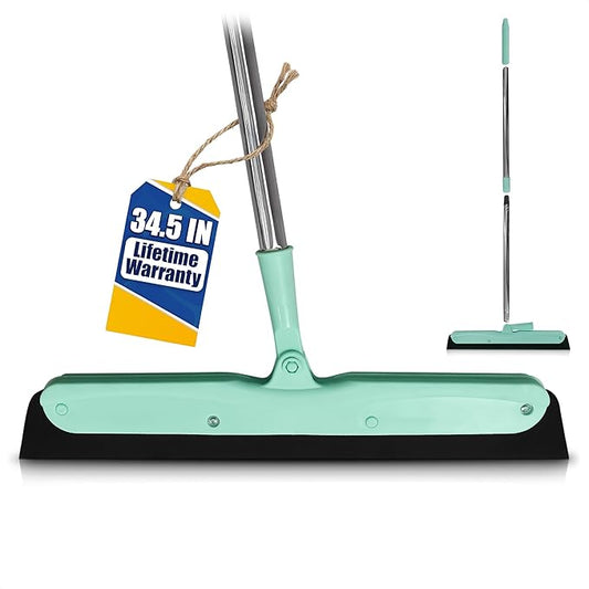 Floor Squeegee - 34.5" Telescoping Squeegee for Window Cleaning with Durable Stainless Steel Blade for Clear Surface Wiping - Suitable for Bathroom Mirrors, Car Windows and Home Surfaces
