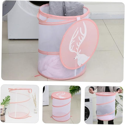 Foldable Mesh Laundry Hamper Bag with Handles Portable Breathable Dirty Clothes Basket for College Dorm Apartment and Travel Storage Lightweight Organizer