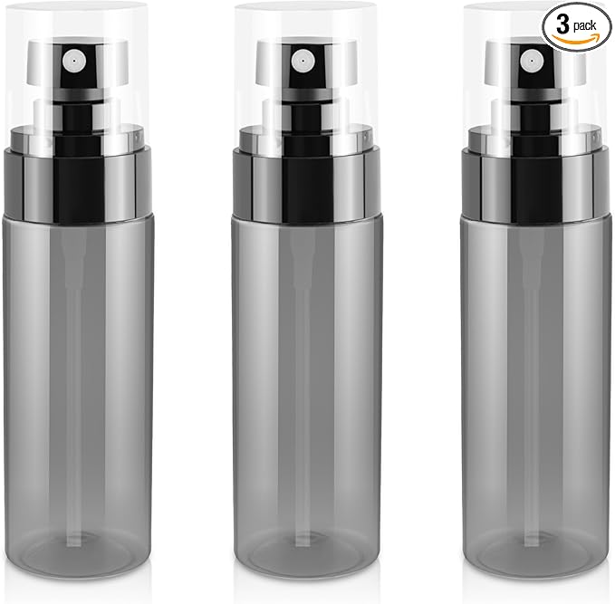 3Pack Small Spray Bottles, 2oz Black Plastic Fine Mist Mini Mister Bottles for Hair, Cleaning, Salons, Planting, Skin Care