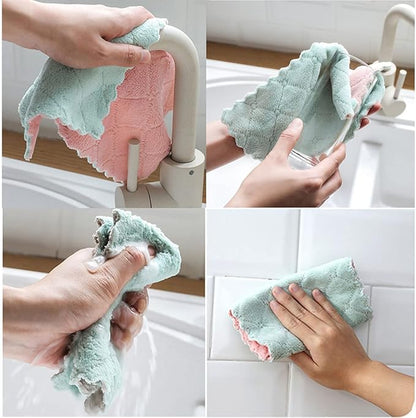 10 Pack Kitchen Cloth, Microfiber DishTowels Washcloths, Super Absorbent Coral Velvet Dishtowels, Premium Cleaning Cloths,Non-Stick Oil Quick Dry Dish Towels, Soft Tea Towels, Table Cleaning Cloths.