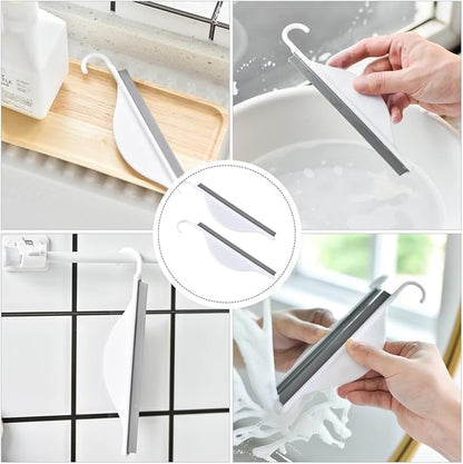 Silicone Glass Squeegee 2pcs Set, Window and Mirror Cleaner for Bathroom and Kitchen, Soft Flexible Windscreen Wiper for Home Glass and Shower Cleaning