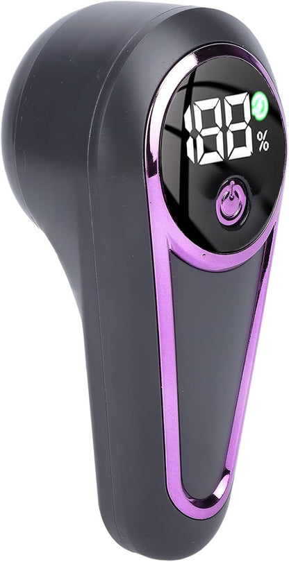 banapoy Fabric Shaver, Electric Lint Remover Portable Sweater Defuzzer, 6 Leaf Blades, Digital LED Display, Remove Pilling for Clothes, Furniture, Sweater, Blanket (Grey Purple)
