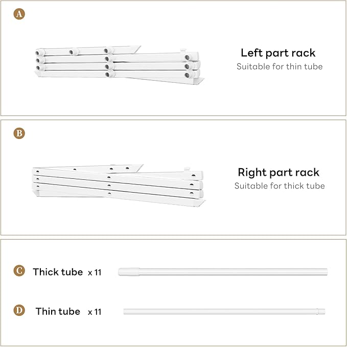 Foldable Drying Rack Clothing, 3-Tier Portable Clothes Drying Racks for Indoor & Outdoor, Anti-rust Compact Laundry Rack Collapsible, Compact Size, 15 lbs Max Load, White 28"D x 10"W x 35"H