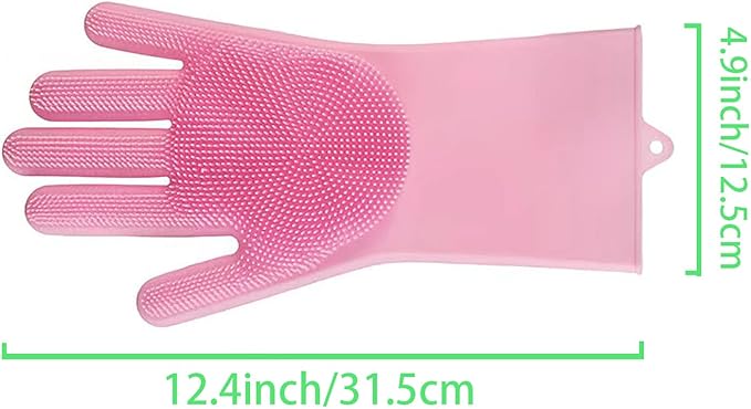 Dishwashing Gloves Kitchen Magic Gloves Dishwashing Brush (Pink)